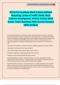 SCCJA Pre-Academy Block 4-Basic Collision Reporting, Uniform Traffic Ticket, Basic Collision Investigation, Vehicle Tactics, Mind Armor. Exam Questions With Correct Answers 100% Verified.