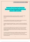 Technicals: Accounting & 3 Financial Statements Exam Questions With Correct Answers 100% Verified.