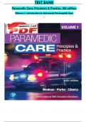 TEST BANK Paramedic Care: Principles & Practice, 6th edition Volume 1: Introduction to Advanced Pre-hospital Care .PDF