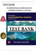 Test Bank For Environmental Science, A Global Concern, 16th Edition (Cunningham), (Ch 1 to 25) > Download as a Pdf File <