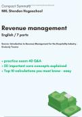 Summary Revenue Management Stenden Hoge Hotelschool - Complete summary + practice Q&A + core concepts + TOP 10 calculations