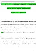 NR 547 Week 7 Exam Actual 2025 Differential Diagnosis in Psychiatric-Mental Health across the Lifespan Practicum | 2025 / 2026 Questions and Answers | 100% Correct | Grade A - Chamberlain