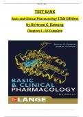 TEST BANK for Basic and Clinical Pharmacology 15th Edition  by Bertram G. Katzung Chapters 1 to 66 Complete