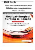 Test Bank for Lewis's Medical-Surgical Nursing in Canada, 5th Edition by Tyerman, Chapter 1-72 | All Chapters