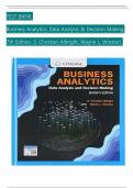 TEST BANK For Business Analytics: Data Analysis & Decision Making, 7th Edition by S. Christian Albright, Wayne L. Winston, Verified Chapters 1 - 19, Complete Newest Version