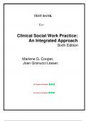 Test Bank - for Clinical Social Work Practice: An Integrated Approach, 6th edition,(Marlene G Cooper,2021), Chapter 1-13 | All Chapters 