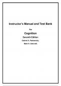 Instructor’s Manual and Test Bank for Cognition, 7th edition by Gabriel A Radvansky , Chapter 1-15 | All Chapters