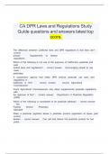 	CA DPR Laws and Regulations Study	  	Guide questions and answers latest top 		score.	 