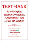 Test Bank for Psychological Testing: Principles, Applications, and Issues 9th Edition (Kaplan, 2017) |All Chapters 1-21