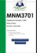 MNM3701 Assignment 3 PORTFOLIO (QUALITY ANSWERS) Semester 1 2025