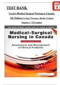 TEST BANK  Lewis's Medical Surgical Nursing in Canada,  5th Edition by Jane Tyerman, Shelley Cobbett  Chapters 1 - 72 Complete  