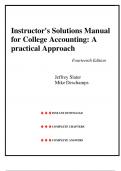 Solution Manual for College Accounting: A Practical Approach 14th Edition by Jeffrey Slater, Mike Deschamps, All Chapters 