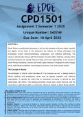 CPD1501 Assignment 2 (ANSWERS) Semester 1 2025 - DISTINCTION GUARANTEED