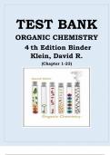 TEST BANK for Organic Chemistry: 4th Edition by David R Klein. All Chapters