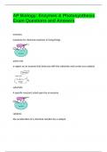 AP Biology Enzymes & Photosynthesis Exam Questions and Answers