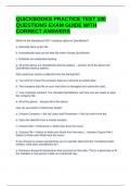 QUICKBOOKS PRACTICE TEST 100 QUESTIONS EXAM GUIDE WITH CORRECT ANSWERS