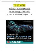 TEST BANK KATZUNG'S BASIC AND CLINICAL PHARMACOLOGY, (16TH ED) by Todd W. Vanderah | Chapters 1 – 66