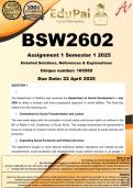 BSW2602 Assignment 1 (COMPLETE ANSWERS) 2025 (160580) - DUE 22 April 2025