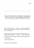 Chem 301 Biochem Midterm Questions And Answers Latest Update (2025)!!