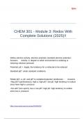 CHEM 301 - Module 3 Redox With Complete Solutions (2025)!!