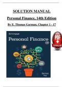 SOLUTION MANUAL Personal Finance, 14th Edition By E. Thomas Garman, Chapter 1 - 17