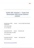 NURS 365 Module 2 - Fluids And Electrolytes With Actual Solution (2025)!!