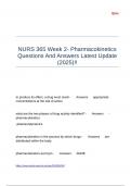 NURS 365 Week 2- Pharmacokinetics Questions And Answers Latest Update (2025)!!