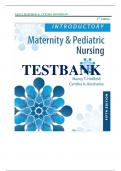 Test bank for introductory maternity pediatric nursing 5th edition all chapters covered graded A+ |latest update| |2025-26|