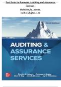 TEST BANK For Auditing and Assurance Services, 9th Edition By Timothy Louwers, Penelope Bagley, Verified Chapter's 1 - 12, Complete Newest Version Updated A+