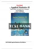 Test Bank For Applied Statistics II Multivariable and Multivariate Techniques, 3rd Edition by Rebecca Warner, ISBN: 9781544398723, All 17 Chapters Covered, Verified Latest Edition