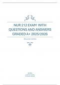 NUR 212 EXAM  WITH QUESTIONS AND ANSWERS GRADED A+ 2025/2026