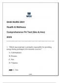 NURS 2001 (WGU D440) Health & Wellness FA Review (Qns & Ans) 2025.