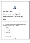 PSYC 1020 (WGU D202) Human Growth & Development FA Review (Qns & Ans) 2025