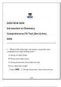 SCIE 2030 (WGU D425) Introduction to Chemistry FA Review (Qns & Ans) 2025