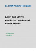 S12 FDNY Exam Test Bank (Latest 2025 Update) Actual Exam Questions and Verified Answers