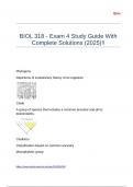 BIOL 318 - Exam 4 Study Guide With Complete Solutions (2025)!!