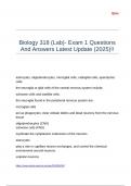 Biology 318 (Lab)- Exam 1 Questions And Answers Latest Update (2025)!!