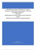 NUR200 Summer Week 2 NUR200 Quiz 2 Critical Thinking for the RN Questions and Answers | 100% Pass Guaranteed | Graded A+ | 2025-2026 NUR200 Week 2 (Nur 200 Hondros) Critical Thinking for the RN NUR200 Critical Thinking for the Registered Nurse