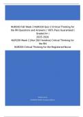  NUR200 Fall Week 2 NUR200 Quiz 2 Critical Thinking for the RN Questions and Answers | 100% Pass Guaranteed | Graded A+ | 2025-2026 NUR200 Week 2 (Nur 200 Hondros) Critical Thinking for the RN NUR200 Critical Thinking for the Registered Nurse