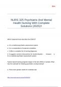 NURS 325 Psychiatric And Mental Health Nursing With Complete Solutions (2025)!!