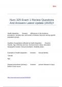 Nurs 325 Exam 1 Review Questions And Answers Latest Update (2025)!!