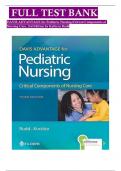 Test bank - Davis Advantage for Pediatric Nursing: Critical Components of Nursing Care 3rd Edition by Kathryn Rudd, All 22 Chapters Covered, Verified Latest Edition