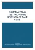 Samenvatting Betrouwbare bronnen of fake news? -  Historische Kritiek (1020810ANR)