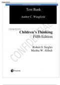 Test bank for Children’s Thinking, 5th Edition, Robert Siegler, Martha Alibali.||ALL CHAPTERS||Questions and 100% verified answers.||Graded A+