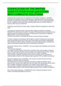 CODIFICATION OF THE BRITISH CONSTITUTION EXAM QUESTIONS WITH COMPLETE SOLUTIONS