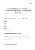 College Biology 101 Chapter 1 Questions And Answers Latest Update (2025)!!