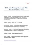 BIOL 101 Photosynthesis Lab With Actual Solution (2025)!!