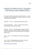 Biology 101 Midterm Exam 1 Questions And Answers Latest Update (2025)!!