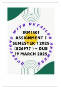 IRM1501 Assignment 1 Semester 1 2025 (826977 ) - DUE 19 March 2025