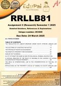 RRLLB81 Assignment 2 RESEARCH (ALL TOPICS COMPLETE ANSWERS) Semester 1 2025 - DUE April 2025